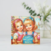 BENITA ~ Geburtstagskarte ~ 2 Sweet Girls ~ (Stehend Vorderseite)