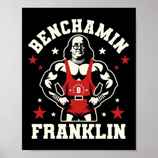 Benjamin Benchamin Franklin Bench Press Bodybuildi Poster (Vorne)