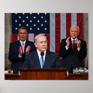 Benjamin (Bibi) Netanyahu spricht vor Kongreß Poster