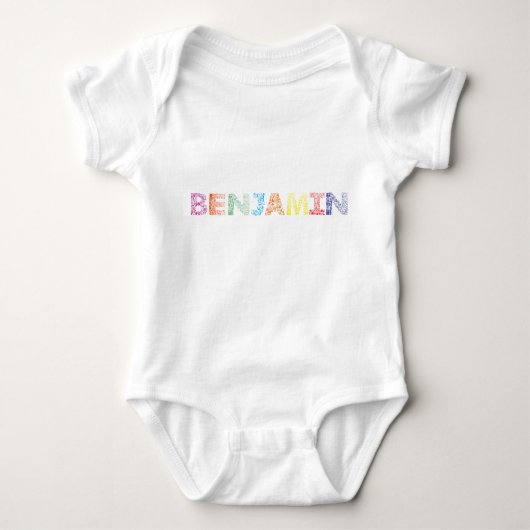 Benjamin-Buchstabe-Name Baby Strampler (Vorderseite)