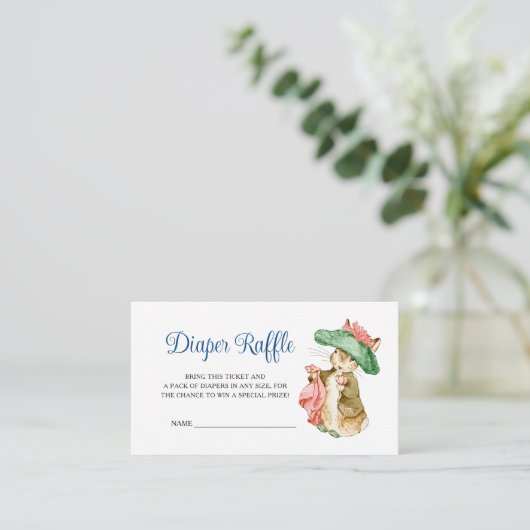 Benjamin Bunny Baby Duwer Diaper Raffle Begleitkarte (Stehend Vorderseite)