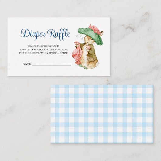 Benjamin Bunny Baby Duwer Diaper Raffle Begleitkarte (Vorne/Hinten)