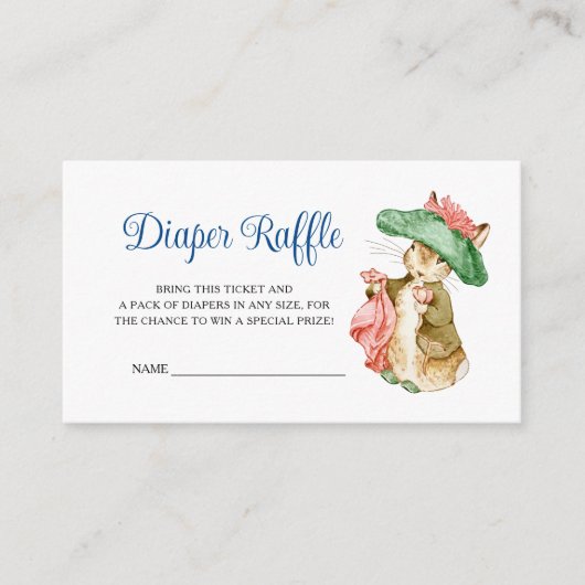 Benjamin Bunny Baby Duwer Diaper Raffle Begleitkarte (Vorderseite)