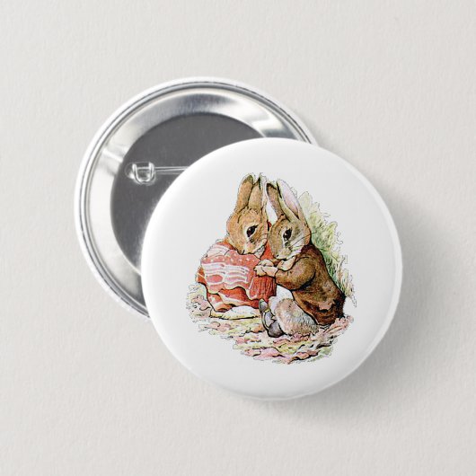 Benjamin Bunny und Peter Rabbit planen ihren Angri Button (Vorne & Hinten)