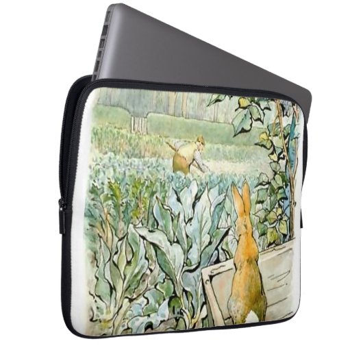 "Benjamin Bunny Watches Bauer Brown" von Beatrix P Laptopschutzhülle (Vorne Rechts)