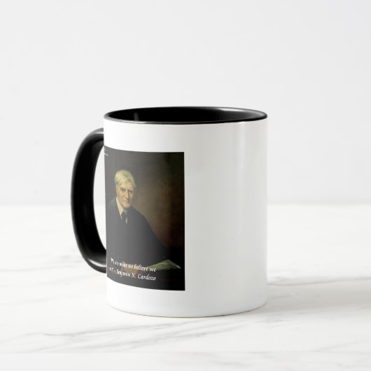 Benjamin Cardozo Zitat "Wer wir sind" Tasse (Vorderseite Links)