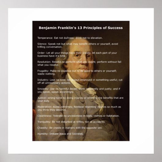 Benjamin Franklin 13 Principles of Success Poster (Vorne)