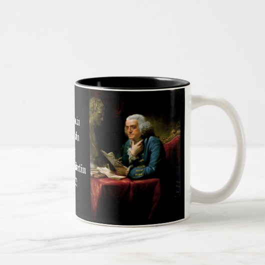 Benjamin Franklin - 1967 Gemälde von David Martin Zweifarbige Tasse (Rechts)