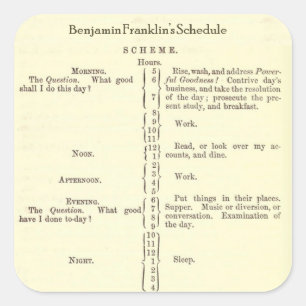Benjamin Franklin Autobiografie Zeitplan Aufkleber
