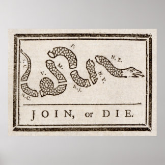 Benjamin Franklin beitreten oder Cartoon drucken D Poster