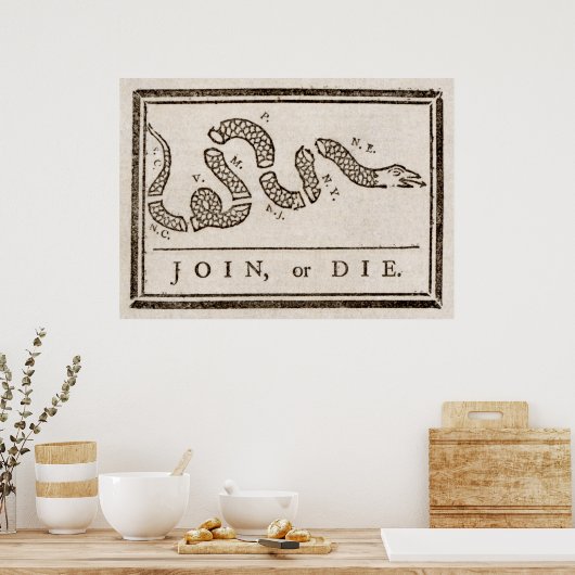 Benjamin Franklin beitreten oder Cartoon drucken D Poster (Küche)