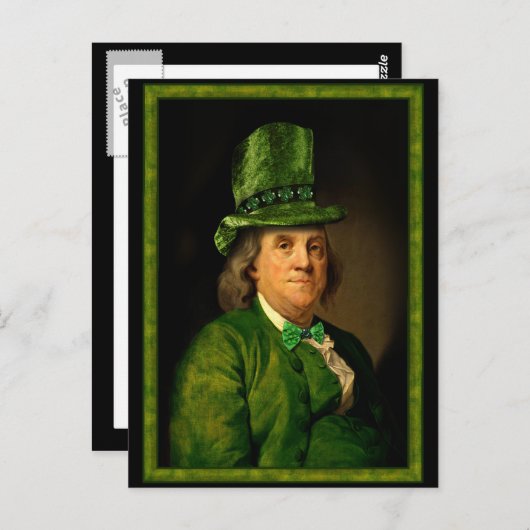 Benjamin Franklin Clover St Patrick's Day Postkarte (Vorne/Hinten)