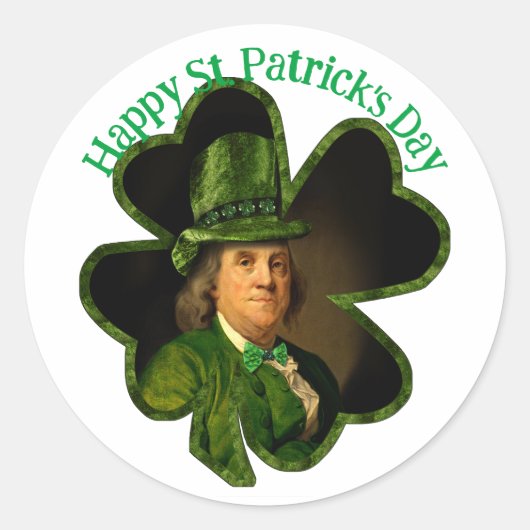 Benjamin Franklin Clover St Patrick's Day Runder Aufkleber (Vorderseite)