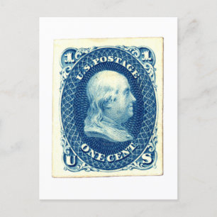 Benjamin-Franklin-Ein-Cent-US-Postwertzeichen Postkarte