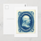 Benjamin-Franklin-Ein-Cent-US-Postwertzeichen Postkarte (Vorne/Hinten)