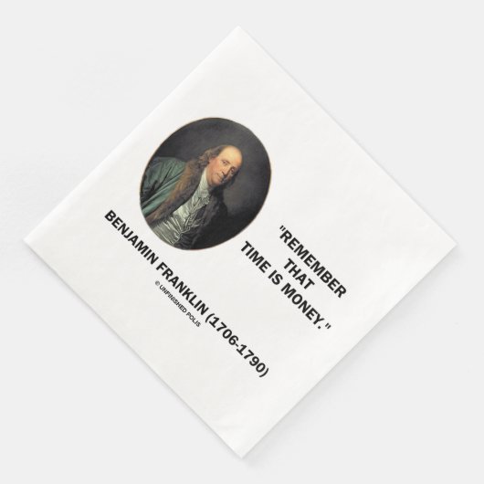 Benjamin Franklin erinnert sich an die Zeit ist Ge Serviette (Ecke)