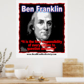 Benjamin Franklin Fragestellungsangebot Poster (Küche)
