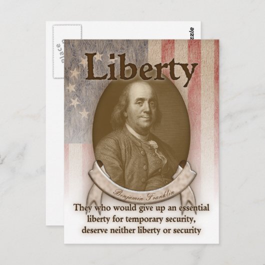 Benjamin Franklin - Freiheit Postkarte (Vorne/Hinten)