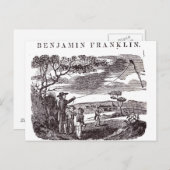 Benjamin Franklin führt sein Kite-Experiment durch Postkarte (Vorne/Hinten)