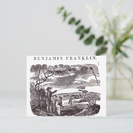 Benjamin Franklin führt sein Kite-Experiment durch Postkarte (Stehend Vorderseite)