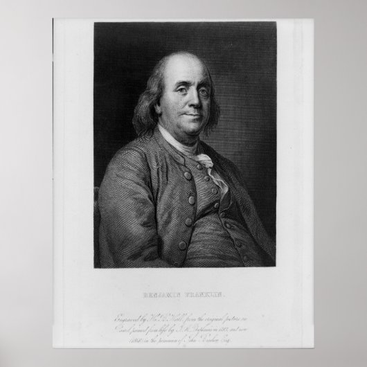 BENJAMIN FRANKLIN Gravur von H.B. Hall Poster (Vorne)
