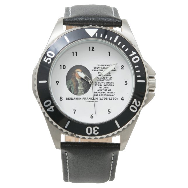 Benjamin Franklin Great Advantage Invention Zitat Armbanduhr (Vorderseite)