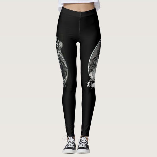 Benjamin Franklin handgezeichnetes Design Leggings (Vorderseite)