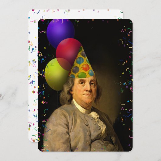 Benjamin Franklin Happy Birthday Einladung (Vorne/Hinten)