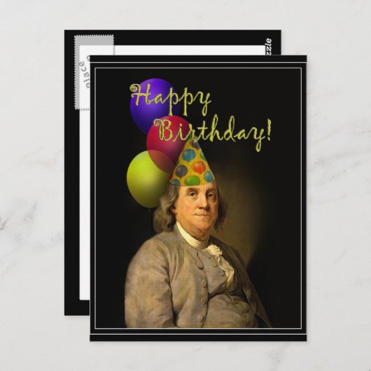 Benjamin Franklin Happy Birthday Postkarte (Vorne/Hinten)