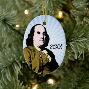 Benjamin Franklin im Pop-Art-Stil Keramik Ornament