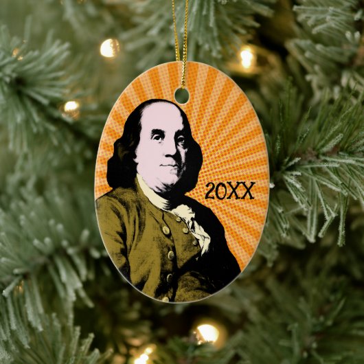 Benjamin Franklin im Pop-Art-Stil Keramik Ornament (Baum)