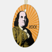 Benjamin Franklin im Pop-Art-Stil Keramik Ornament (Links)