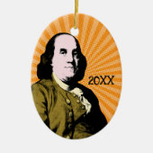 Benjamin Franklin im Pop-Art-Stil Keramik Ornament (Vorne)