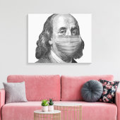 Benjamin Franklin in Maske Leinwanddruck (Insitu (Wohnzimmer))