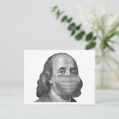 Benjamin Franklin in Maske Postkarte (Stehend Vorderseite)