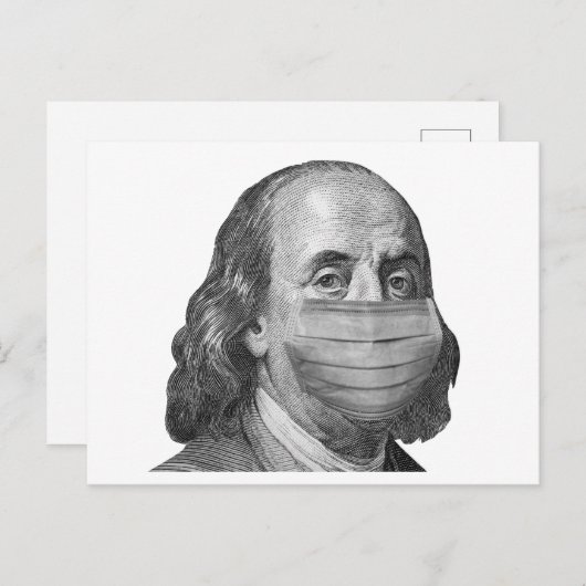Benjamin Franklin in Maske Postkarte (Vorne/Hinten)