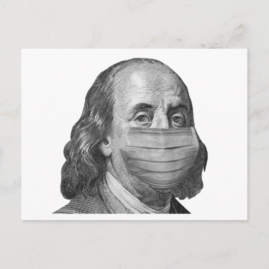 Benjamin Franklin in Maske Postkarte (Vorderseite)
