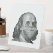 Benjamin Franklin in Maske Sockelschild (In Situ)