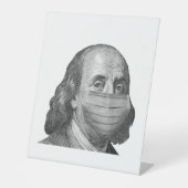 Benjamin Franklin in Maske Sockelschild (Vorderseite)