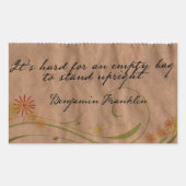 Benjamin Franklin Inspirational Zitat "Leere Tasch Rechteckiger Aufkleber (Vorderseite)