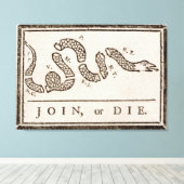 Benjamin Franklin "Join or Die" Cartoon Poster Leinwanddruck (Insitu (Holzboden))