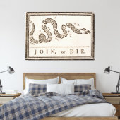 Benjamin Franklin "Join or Die" Cartoon Poster Leinwanddruck (Insitu (Schlafzimmer))
