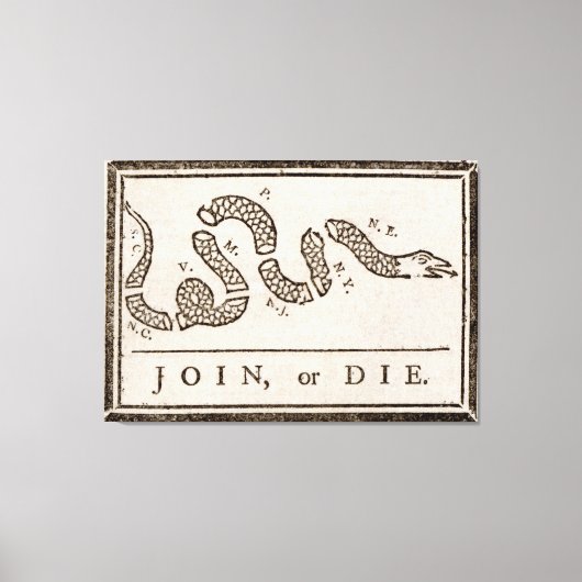 Benjamin Franklin "Join or Die" Cartoon Poster Leinwanddruck (Vorderseite)