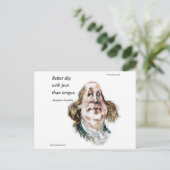 Benjamin Franklin Karikatur & Zitat Postkarte (Stehend Vorderseite)