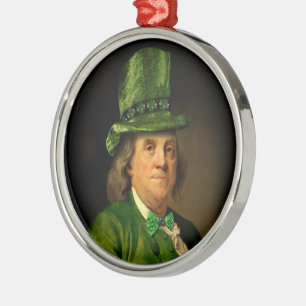 Benjamin Franklin Klee St. Patricks Day Ornament Aus Metall