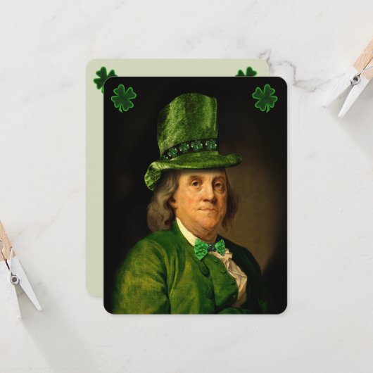 Benjamin Franklin Klee St. Patricks Tag Einladung (Vorderseite/Rückseite Beispiel)