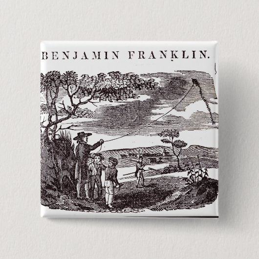 Benjamin Franklin leitet sein Drachen-Experiment Button (Vorderseite)