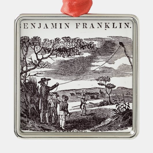 Benjamin Franklin leitet sein Drachen-Experiment Ornament Aus Metall (Vorne)