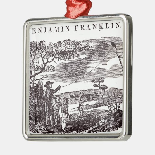 Benjamin Franklin leitet sein Drachen-Experiment Ornament Aus Metall (Links)