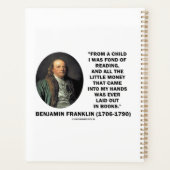 Benjamin Franklin liebt es Geld zu lesen Zitat Planer (Rückseite)